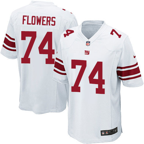 Men's Game Ereck Flowers Nike Jersey White Road - #74 NFL New York Giants